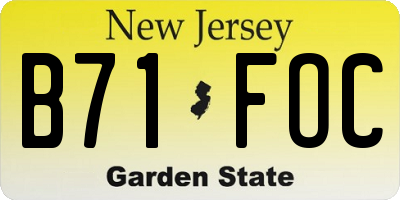 NJ license plate B71FOC