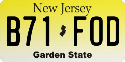 NJ license plate B71FOD
