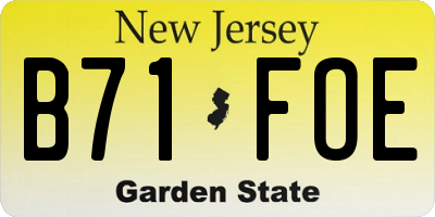 NJ license plate B71FOE