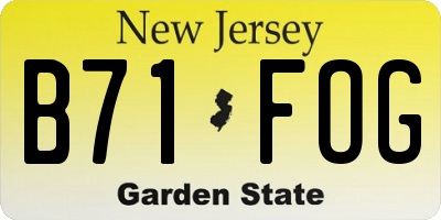 NJ license plate B71FOG