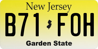 NJ license plate B71FOH