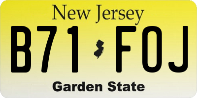 NJ license plate B71FOJ