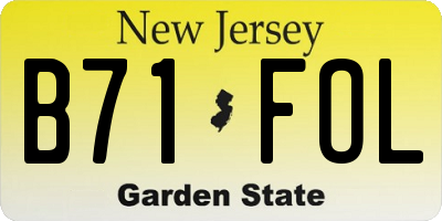 NJ license plate B71FOL
