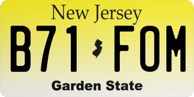 NJ license plate B71FOM