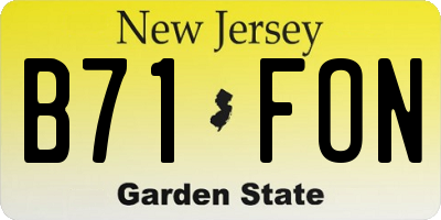 NJ license plate B71FON