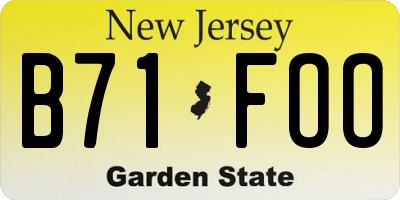 NJ license plate B71FOO