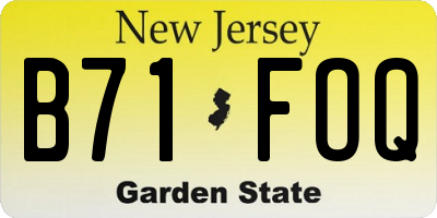 NJ license plate B71FOQ