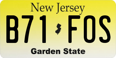NJ license plate B71FOS