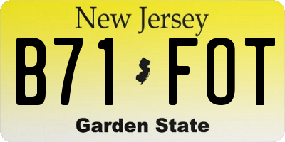 NJ license plate B71FOT