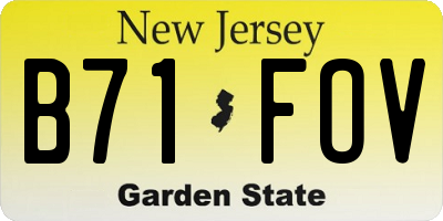 NJ license plate B71FOV