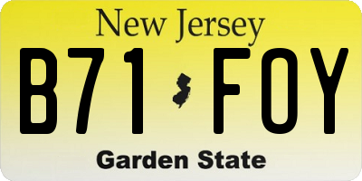 NJ license plate B71FOY