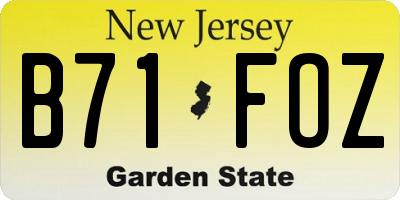 NJ license plate B71FOZ