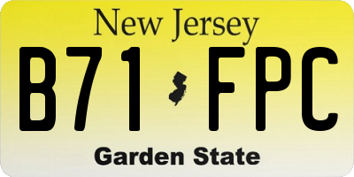 NJ license plate B71FPC