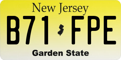 NJ license plate B71FPE