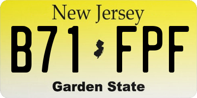 NJ license plate B71FPF