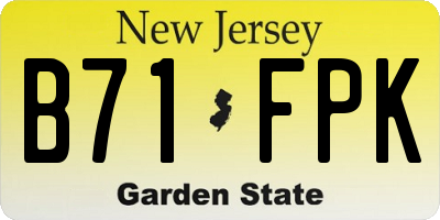 NJ license plate B71FPK
