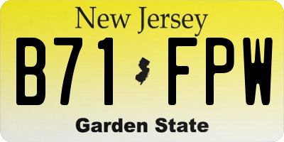 NJ license plate B71FPW