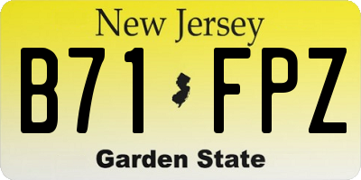 NJ license plate B71FPZ