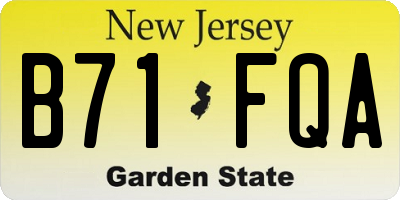 NJ license plate B71FQA