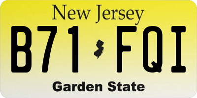 NJ license plate B71FQI