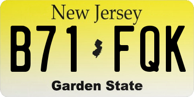 NJ license plate B71FQK