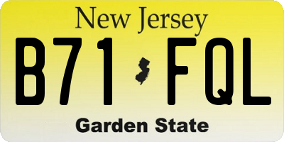 NJ license plate B71FQL