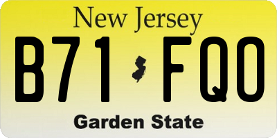 NJ license plate B71FQO
