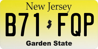 NJ license plate B71FQP