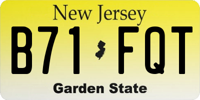 NJ license plate B71FQT