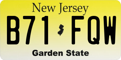 NJ license plate B71FQW