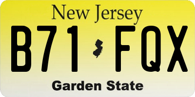 NJ license plate B71FQX