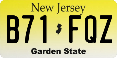 NJ license plate B71FQZ
