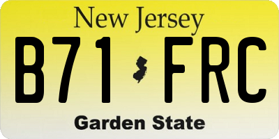 NJ license plate B71FRC