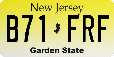 NJ license plate B71FRF