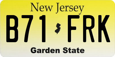 NJ license plate B71FRK