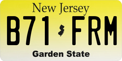NJ license plate B71FRM
