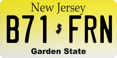 NJ license plate B71FRN
