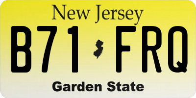 NJ license plate B71FRQ