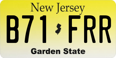 NJ license plate B71FRR