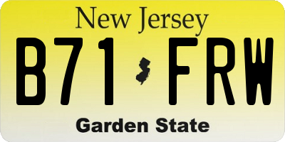 NJ license plate B71FRW