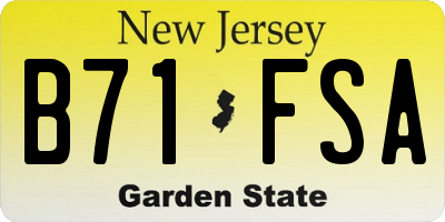 NJ license plate B71FSA