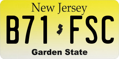 NJ license plate B71FSC