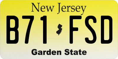 NJ license plate B71FSD