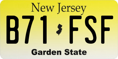 NJ license plate B71FSF