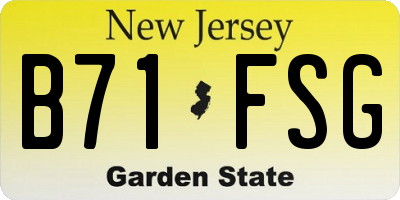 NJ license plate B71FSG