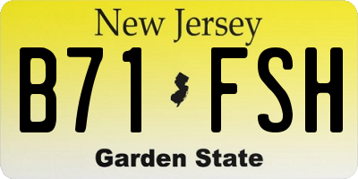 NJ license plate B71FSH