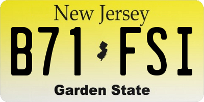 NJ license plate B71FSI