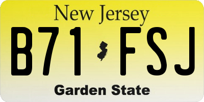 NJ license plate B71FSJ