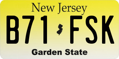 NJ license plate B71FSK