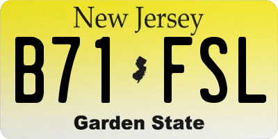 NJ license plate B71FSL